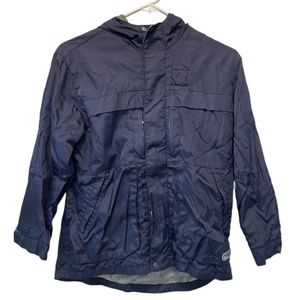 Gap Kids Navy Blue and Grey Hooded Lightweight Raincoat Wind Breaker Size 8